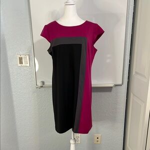 R&K Pink Gray and Black Sheath Dress with Cap Sleeves XL